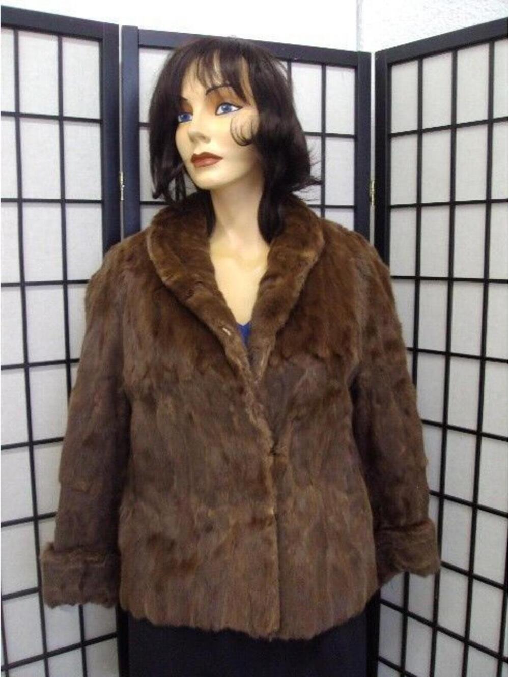 MINT BROWN SQUIRREL FUR JACKET COAT WOMEN WOMAN SIZE 6-8 SMALL